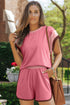 Contrast Trim Cap Sleeve Tee Shorts Set